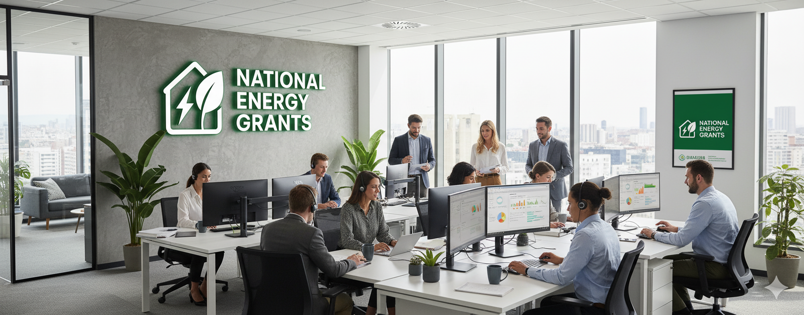 National Energy Grants professional office team working on energy efficiency solutions